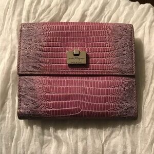 Salvatore Ferragamo Purple Croc-Embossed Wallet